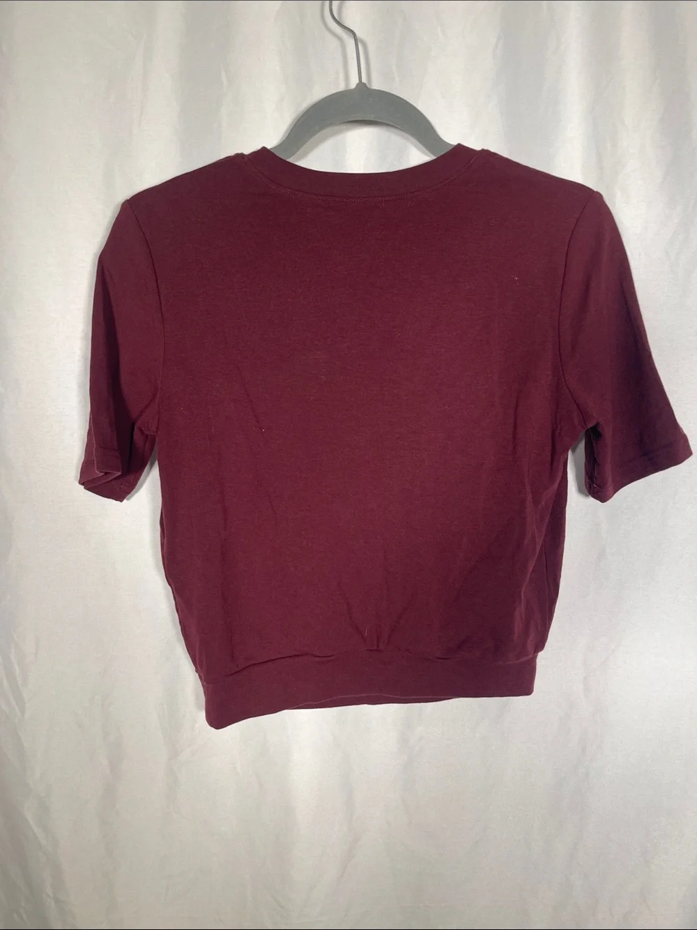 OGL WOMENS BANDED WAIST TOP BLOUSE BURGUNDY RED SMALL